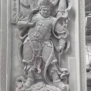 珠海 芝麻灰花岗岩人物雕刻——多闻天王